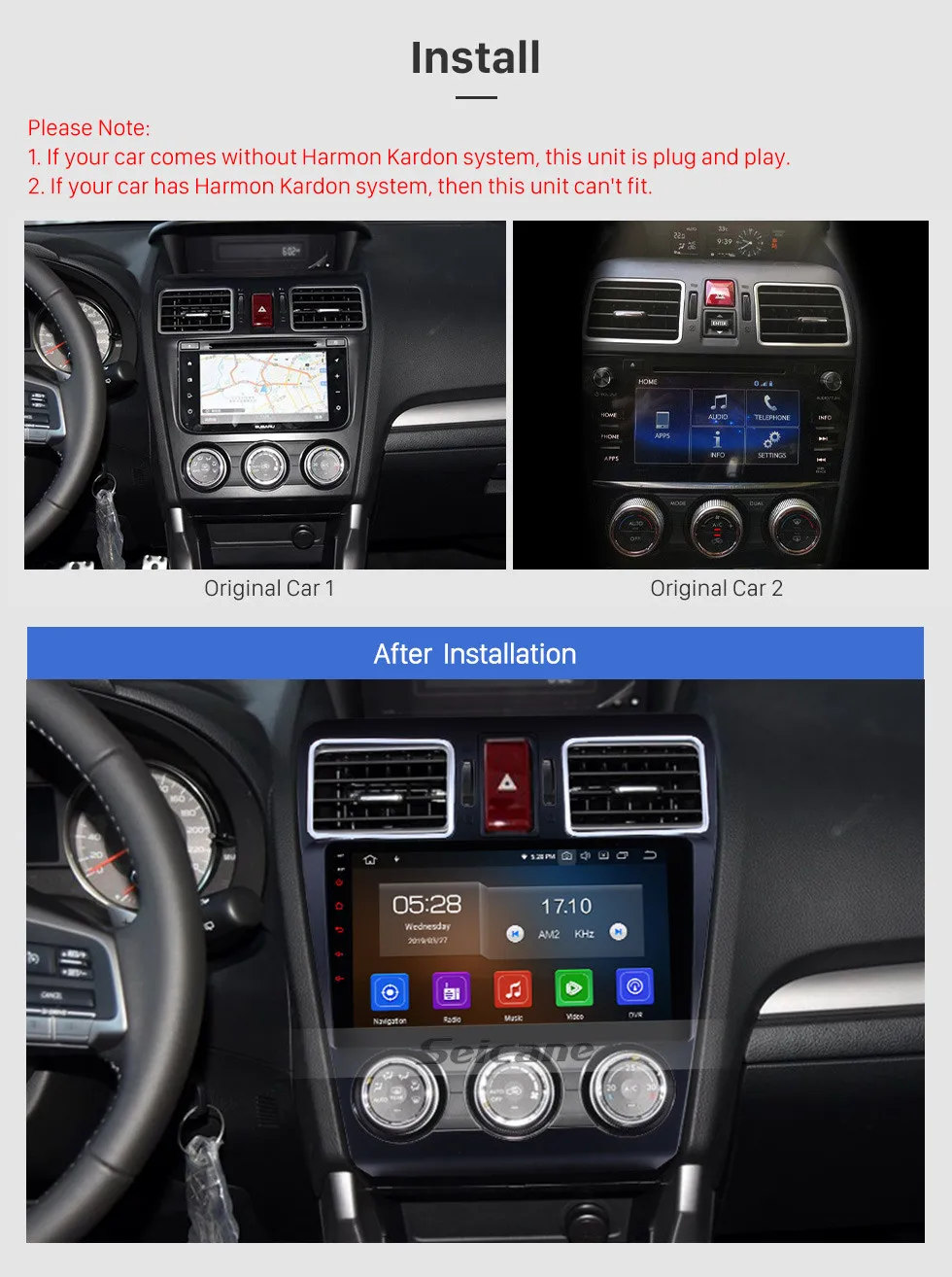 Discount Seicane 9"Android 9.0 8 core 2din GPS Navigation Multimedia Player Car Radio Stereo Head For 2014 2015 2016 Subaru WRX forester 1