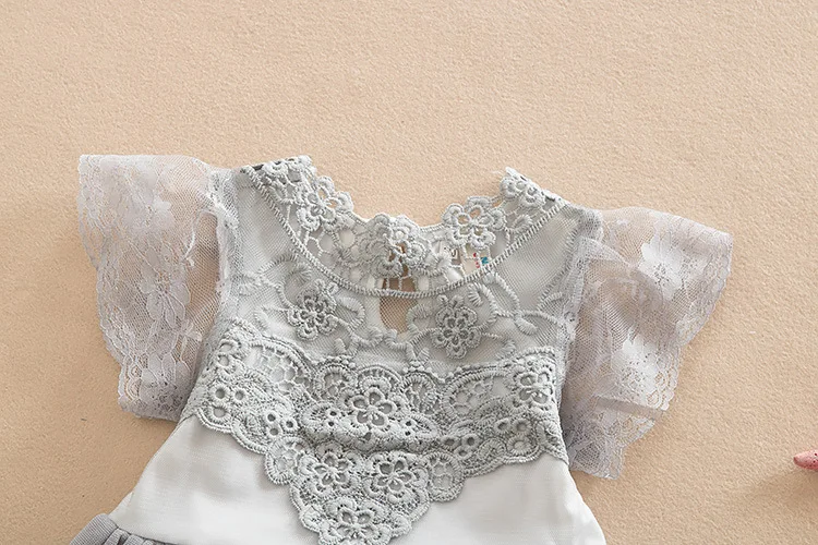 Коллекция 2016 года Эксклюзивное платье для маленьких девочек Хлопковое кружевное