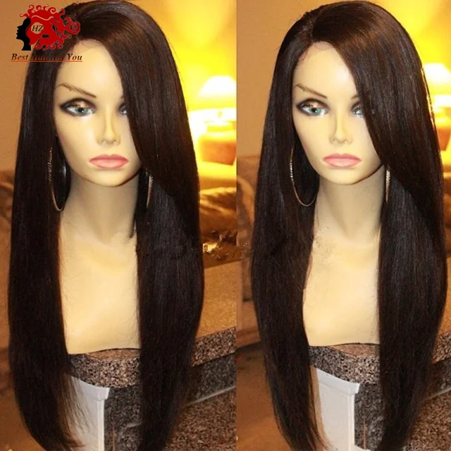 Long Silky Straight Peruvian Human Hair Glueless Full Lace Wigs Side Long Silky Straight Peruvian Human Hair Glueless Full Lace Wigs Side Part Front With