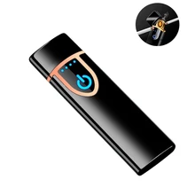 НОВАЯ тонкая зарядка через usb Зажигалка с сенсорным экраном зажигалки для электронных сигарет маленькая перезаряжаемая электрическая зажигалка ветрозащитный подарок для мужчин