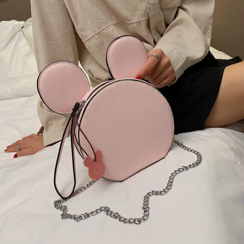 

Disney Mickey mouse lady Fashion diaper bag shoulder cute cartoon women small round bag messenger handbag Storage cosmetic