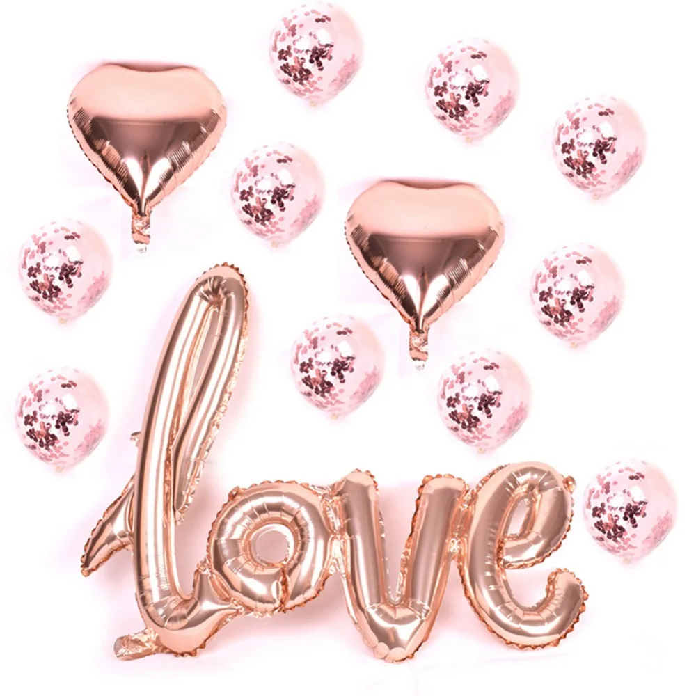 

13pcs/Set Rose Gold Love Letter Balloons Gold Champagne Cup Wedding Ballon Happy Birthday Party Foil Balloon for Wedding Decor