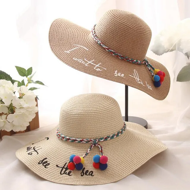 2016 New Foldable Las Wide Brim Straw Beach Hats With Embroidery 2016 New Foldable Las Wide Brim Straw Beach Hats With Embroidery Women S Y Large Floppy