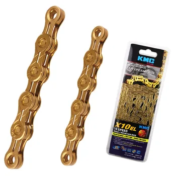 

KMC X10EL Bike Chain 10 Speed Extra Light Titanium Nitride Gold Coated Nickel Plated Silver 116 Links Bicycle Parts