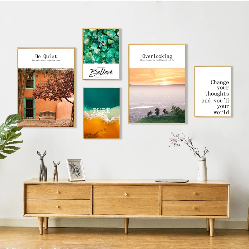 Agate Wall Art Seawater Canvas Painting Flowers Nordic Poster Pictures For Living Room Prints Home Decor Grassland Unframed