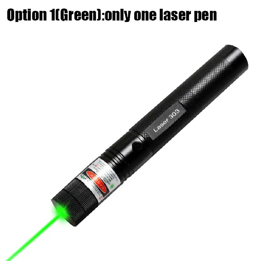 5 мВт военный 532 нм зеленый лазер 303 мощная лазерная указка verde ручка небо Звезда сжигание луча спичка для 18650 зарядное устройство - Цвет: Зеленый