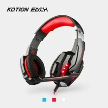 Игровые наушники KOTION G9000 Игровые наушники 3,5 мм проводное оголовье гарнитура с микрофоном светодиодный свет с глубоким басом наушники для PS4 ноутбука геймера