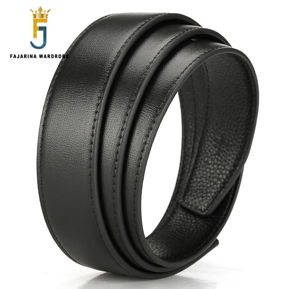 

FAJARINA High Quality Pure Cow Skin Genuine Leather Men's Belt Men Cowhide Smooth Slide Style 3.3cm Belts without Buckle LUBT02