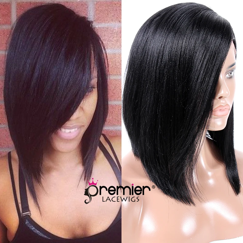 PREMIER Lace Front Wigs Glueless Wigs Charming Side Swept Bangs Bob Cut