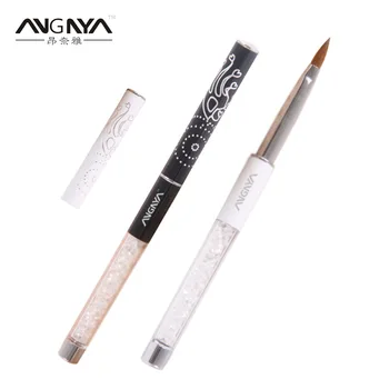 

ANGNYA 1Pc Kolinsky Sable Acrylic Nail Brush 8#/Oval Rhinestone Inside Acrylic Metal Handle Nail Art Design Tools