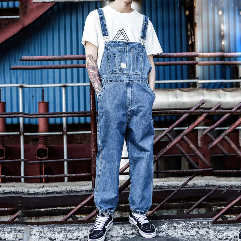 Европа и США прилив бренд хип хоп кусок мужские джинсовые комбинезоны Японский ретро свободные большие размеры рабочие подтяжки
