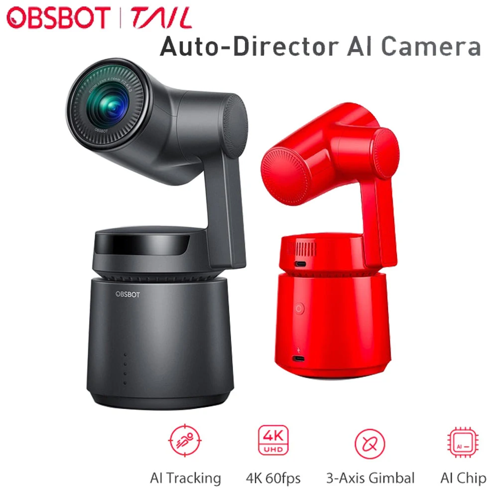 

OBSBOT Tail Auto Director Ai Camera 4K Video Camera AI Tracking Shooting 1850Mah 360 4k 60fps OBSBOT Tail Ai Camera