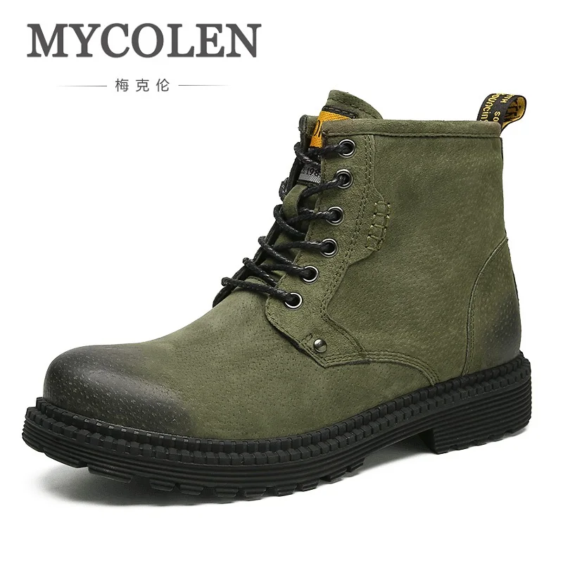 

MYCOLEN Winter Men Boots Vintage Style Men Shoes Casual Fashion High-Cut Lace-Up Warm Genuine Leather Bota Masculina Couro