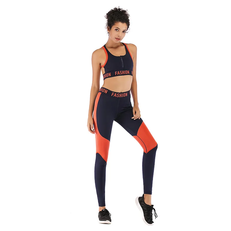 

LAISIYI Summer 2 Pieces Sets Tracksuits Women Sexy Spaghetti Strap Crop Top Legging Letter Printing Patchwork Workout Tracksuits