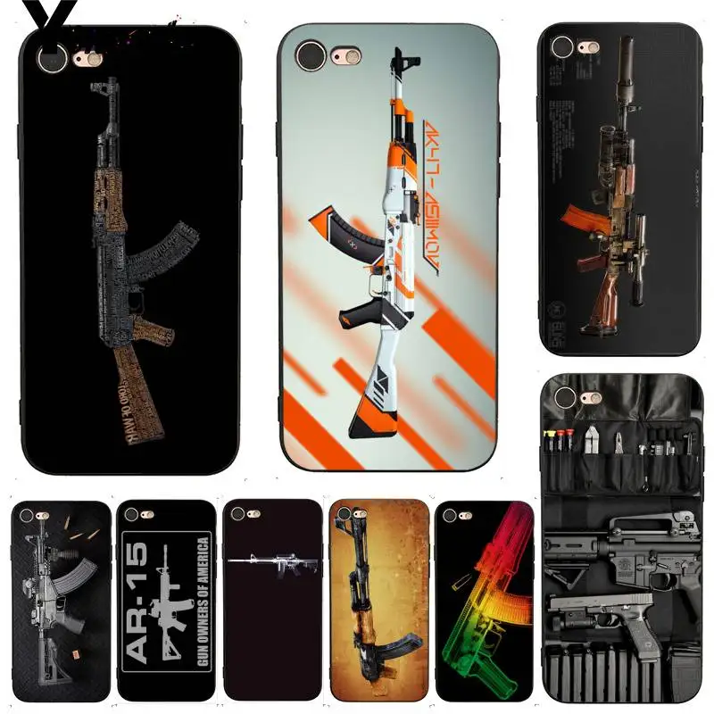 Чехол Yinuoda для телефона из ТПУ с рисунком штурмовой винтовки Ak 47 Ak47 M16 iPhone 7X6 6S 8 Plus XS