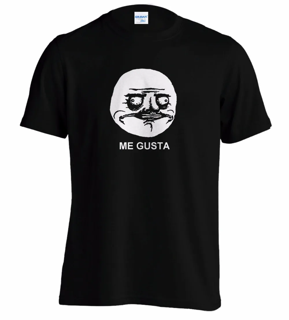 Футболка с круглым вырезом, облегающая мне Gusta Me gusta Troll Face, футболка с эмотиконом, проблема? Футболка из смешного хлопка с изображением