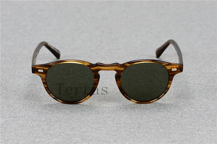 Поляризационные солнцезащитные очки, Винтажные Солнцезащитные очки для женщин и мужчин OV5186 Gregory Peck, маленькие круглые солнцезащитные очки для женщин, солнцезащитные очки - Цвет линз: brown vs green