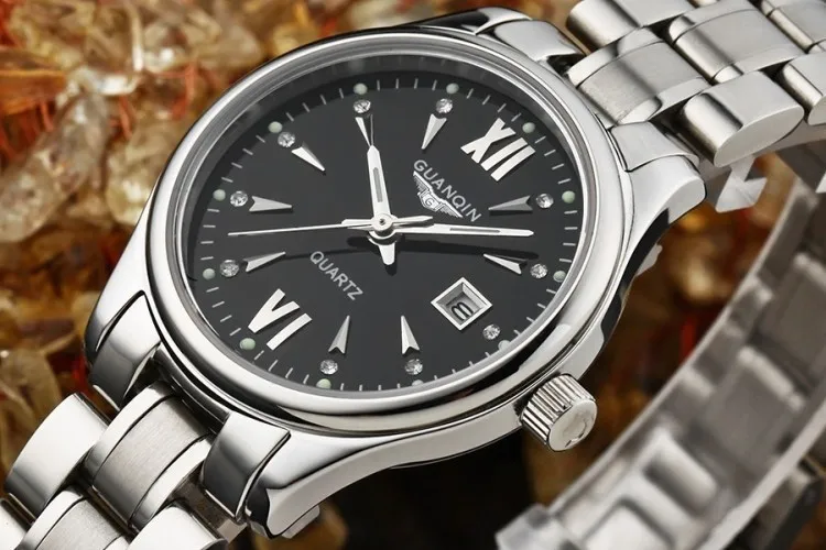 Роскошные часы с бриллиантами для женщин Топ бренд GUANQIN полностью стальные водонепроницаемые часы сапфировые дизайнерские часы кварцевые ЖЕНСКИЕ НАРЯДНЫЕ часы