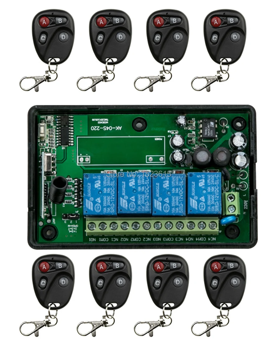 

85v~250V 110V 220V 230V 4CH RF Wireless Remote Control Light Switch Security System Garage Doors, Electric Doors
