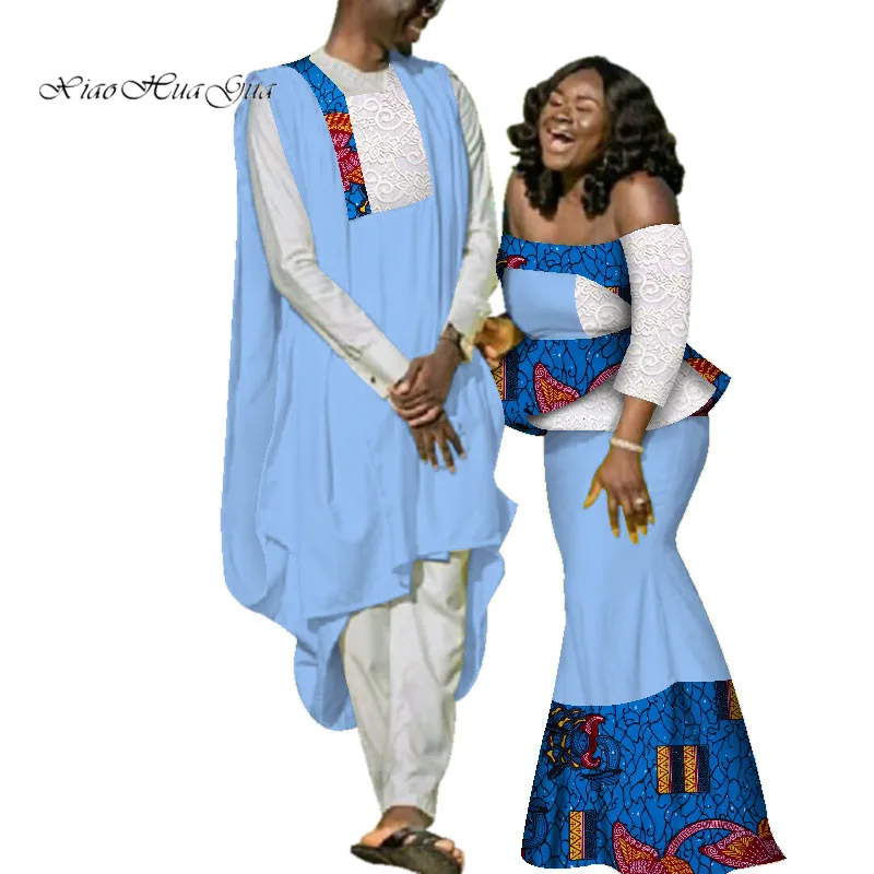 Африканские платья с принтом для женщин Базен Riche традиционная африканская одежда мужская верхняя африканская парная одежда WYQ187 - Цвет: 17