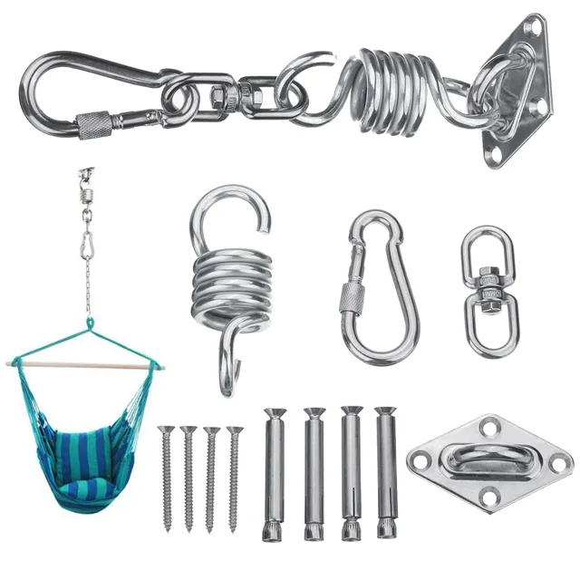 New Stainless Steel Hammock Chair Hanging Kit Ceiling Mount Spring New Stainless Steel Hammock Chair Hanging Kit Ceiling Mount Spring Swivel Snap Hank Hook Camping Accessories