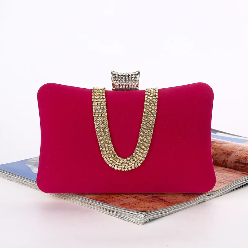 Модные вечерние сумки-клатчи с бриллиантами, женские сумки, красные кошельки, летние сумки через плечо с цепочкой, черные роскошные - Цвет: rose