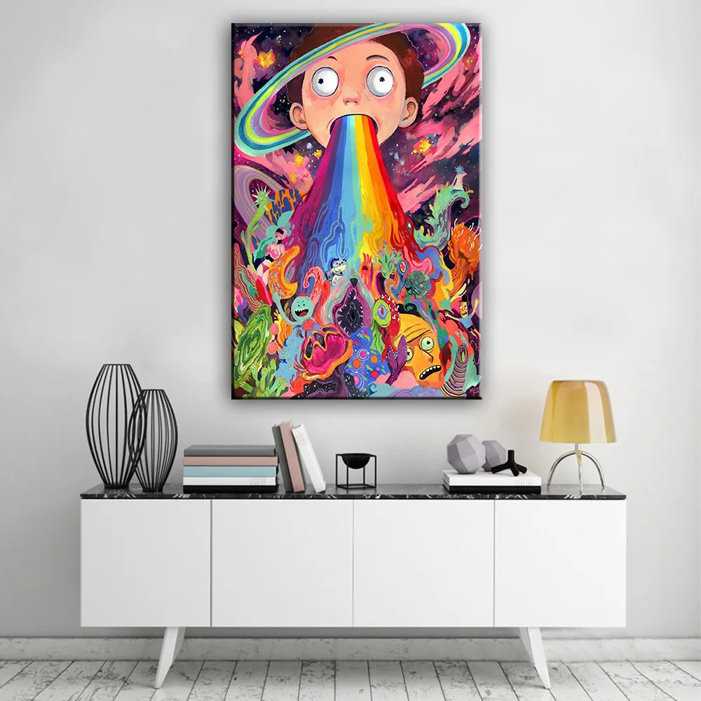 Poster Rick Morty Painting Picture Silk Fabric Print Wall ...