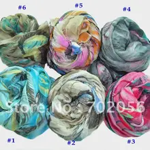 Перо вуаль шарф принт шейные шарфы шарф-шаль 180*80 см 11 шт./лот#2103