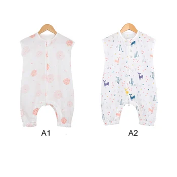 

Summer Baby Sleeping Bags Cotton Sleeveless Leg-Splitting Sleep Sack Cute Jumpsuit Sleeping Bag