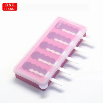 

5cell Homemade Food Grade Silicone Ice Cream Molds Ice lolly Moulds Freezer Ice cream bar Molds Maker With Popsicle Sticks cover
