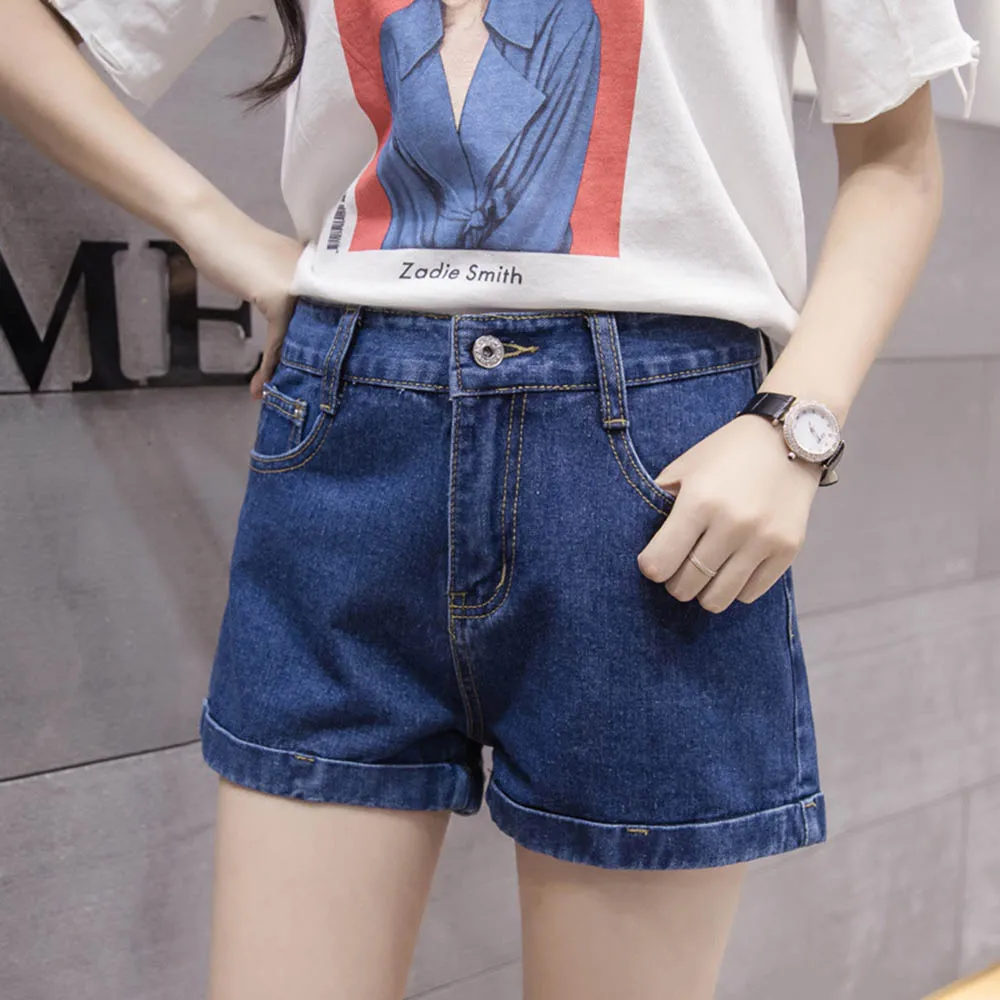 

Street Style Women Denim Shorts Vintage High Waist Cuffed Jeans Wear Sexy for Girl Summer Spring Autumn Loose Crimping Student