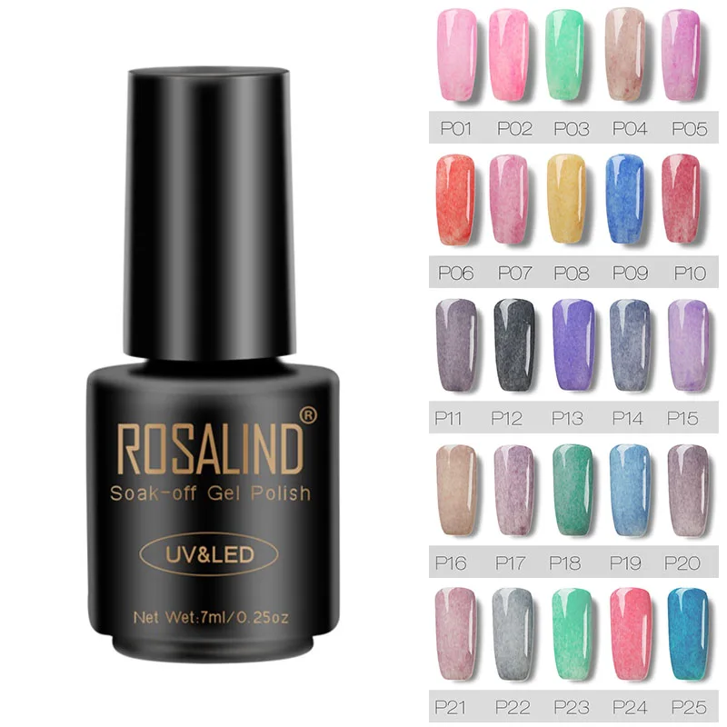 

ROSALIND New 7ml Long Lasting Fur Effect Nail Gel Soak Off UV LED Nail Art Gel Polish 26 Colors Fashion Nail Art gel polishTSLM1