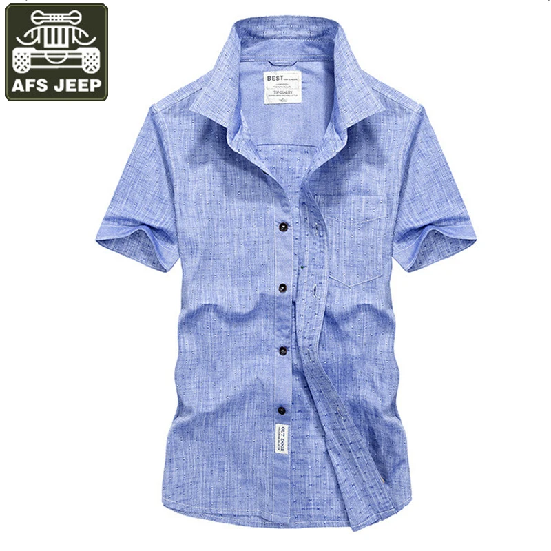 AFS JEEP брендовая одежда Мужская рубашка в стиле милитари для мужчин рубашки с короткими рукавами джинсовая ковбойская рубашка из чистого