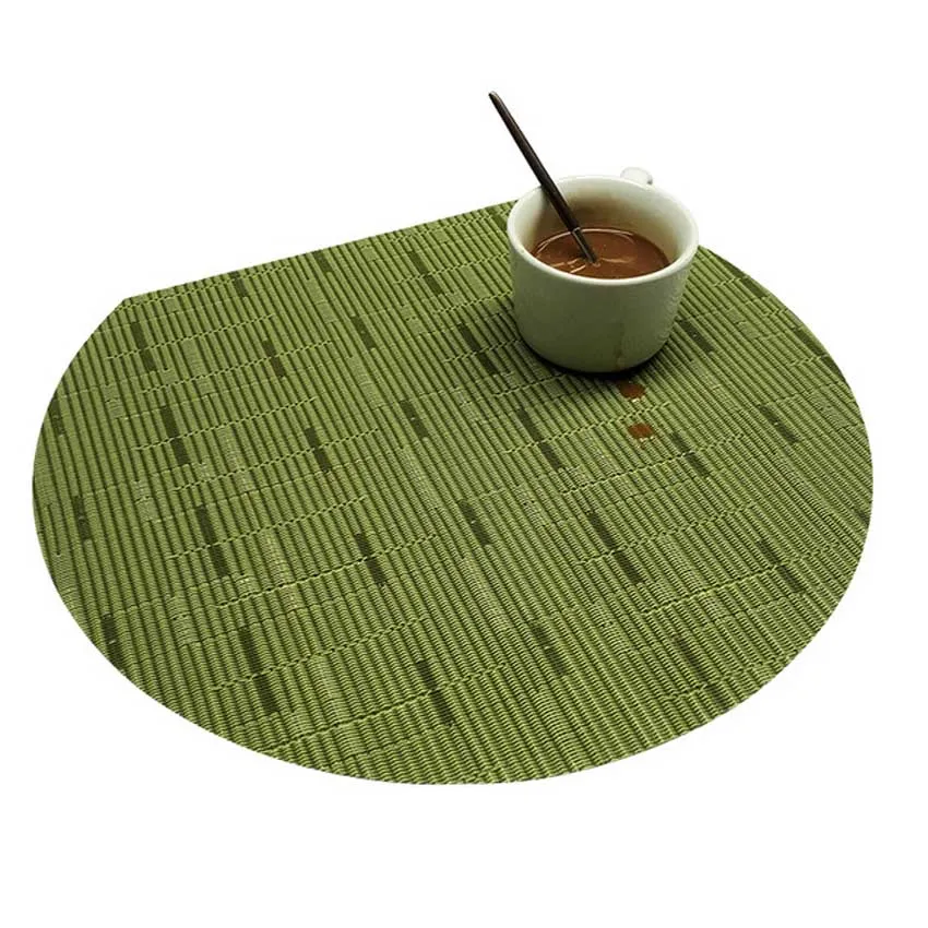 Bamboo Weave Solid Color Nordic Placemats Oilproof Dining Coffee Table Mats Bowl Pads Waterproof Se
