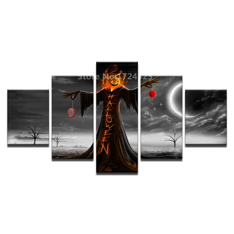 Home-Decor-Canvas-Painting-Wall-Art-Frame-HD-Prints-5-Pieces-Halloween-Night-Pumpkin-Poster-Living (3)
