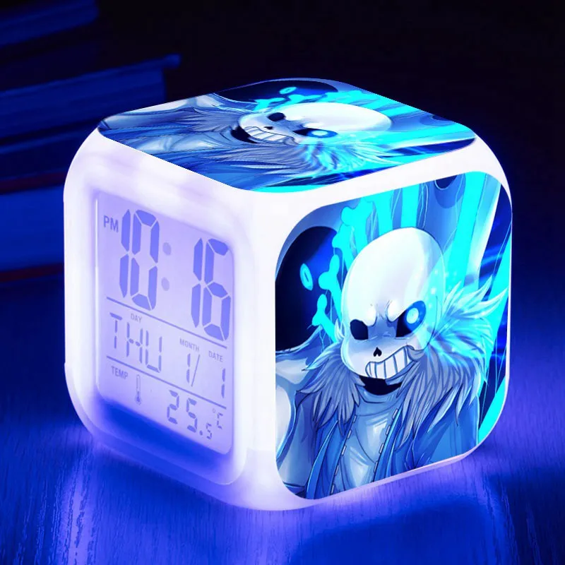 Игра «Undertale» светодиодный Будильник Часы-Будильник Snoozing wekker проекции Подсветка Спальня цифровые часы детским часам - Цвет: LCM02