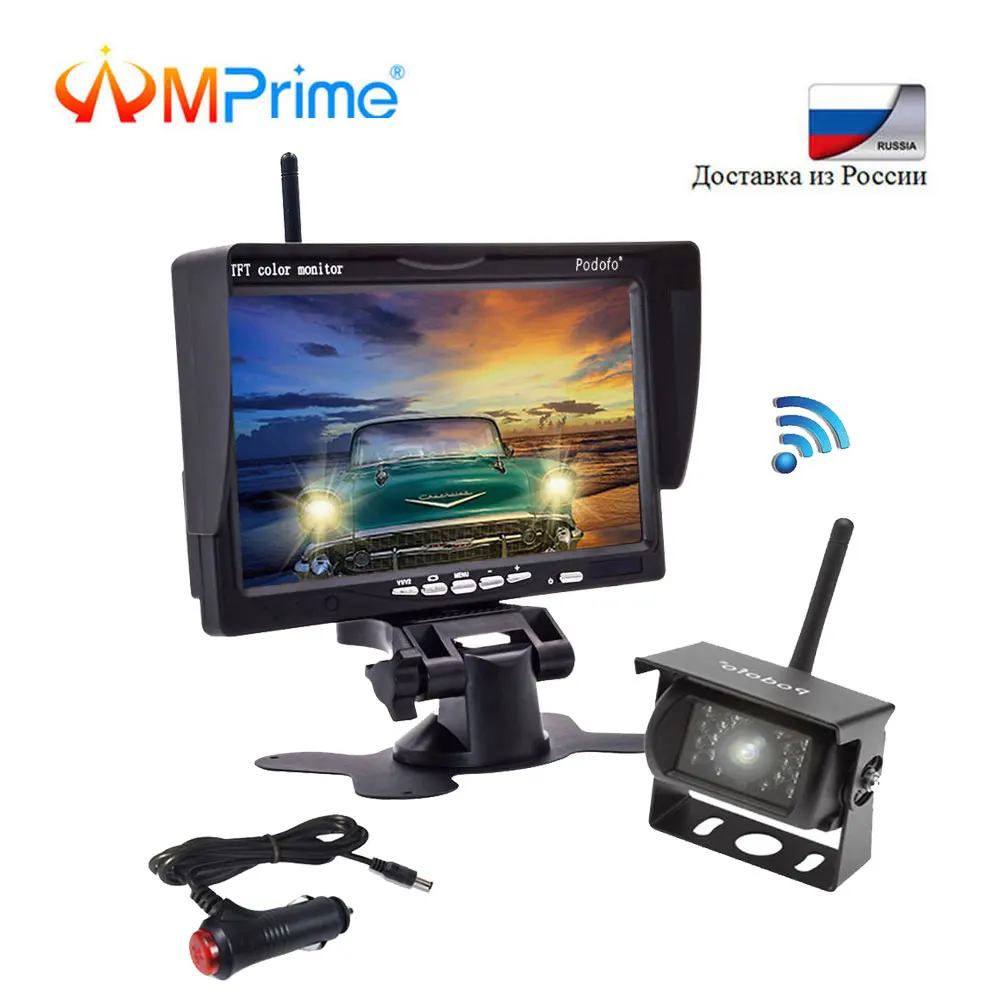 

AMPrime Wireless Car Reversing Backup Rear View Camera with 7" Monitor kit Car Charger Parking Assistance System for RV Truck
