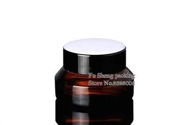 

15g/ml Yellowish-brown cosmetic cream glass jar,empty bottle Red cream bottle Jar cap/Sub bottle/glass cosmetics Bottle 100pcs/l