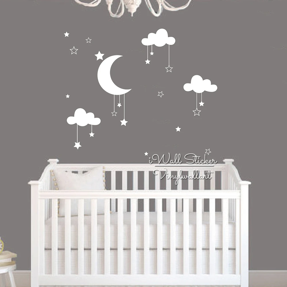 Детская виниловая наклейка на стену с изображением облаков и звезд|star wall stickers|wall