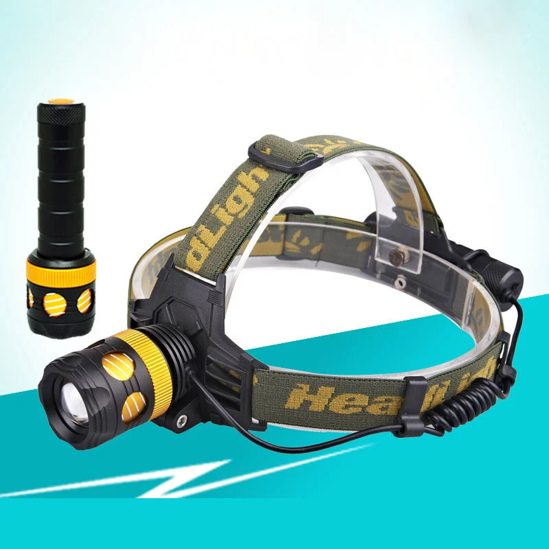 

Multi Function Flashlight Cree Headlight T6 Waterproof 2000LM rechargeable No18650 battery 3 Modes Zoomable Headlamp Torch