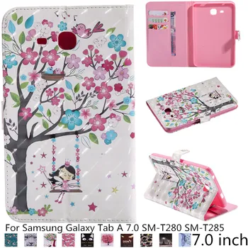

For Samsung Galaxy Tab A 7.0 T280 T285 Smart Flip stand PU leather case cover for samsung T280 T285 case with Card Holder + film