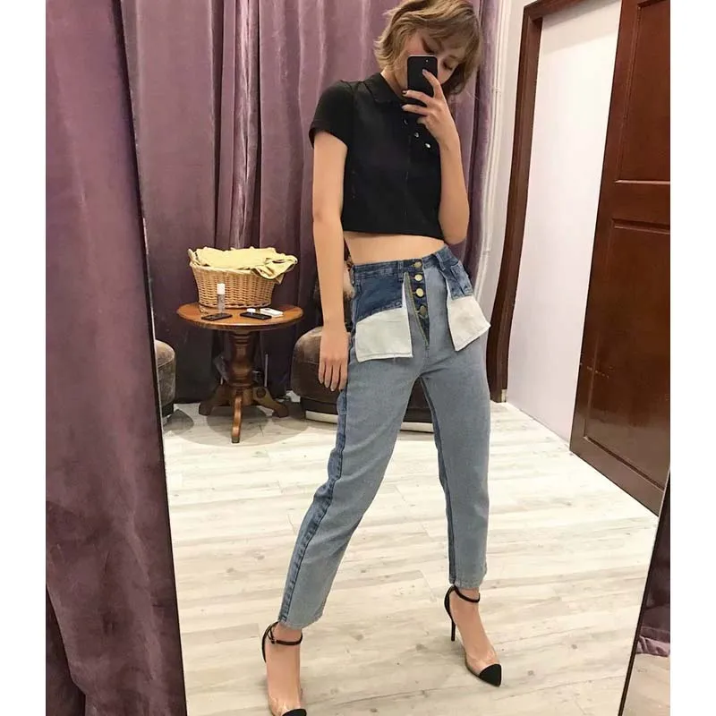 

2019 pontallon high waist jeans woman boyfriend womens patchwork pants plus size ripped ankle jean denim harajuku mujer women