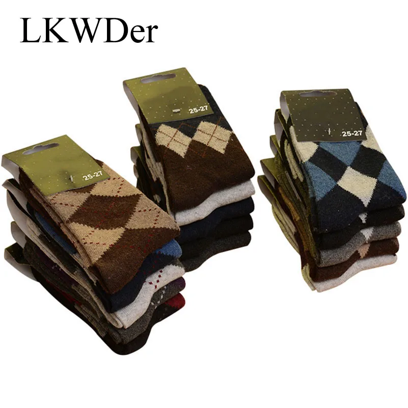 

LKWDer 5 Pairs Men's Wool Socks Winter Thicken Warm Terry Socks Male Comfort Calcetines Business Casual Thermal Cotton Socks Men