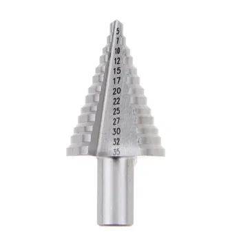 

HSS Step Drill Bit 5-35MM (13 Steps 5,7,10,12,15,17,20,22,25,27,30,32,35MM) Triangle Shank Pagoda Metal Steel Step Drill Bit