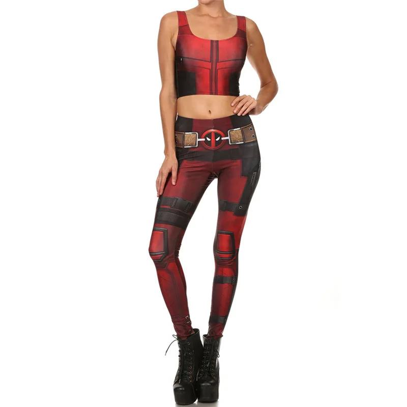 

2017 New deadpool costume Wade Winston Wilson Women cosplay tops Vest and Pants Sleeveless sexy anime clothing costume Bodysuit