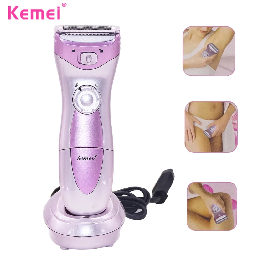 

Kemei Waterproof Lady Shaver Rechargeable Body Hair Removal Shaving Device Cordless Trimmer for Bikini Underarm Lady Depilation