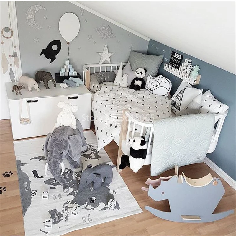 

INS Exclusive Adventure World Map Carpet 140x90cm Children Game Mat Baby Crawling Mat Rectangle Forest Highway Home Decoration