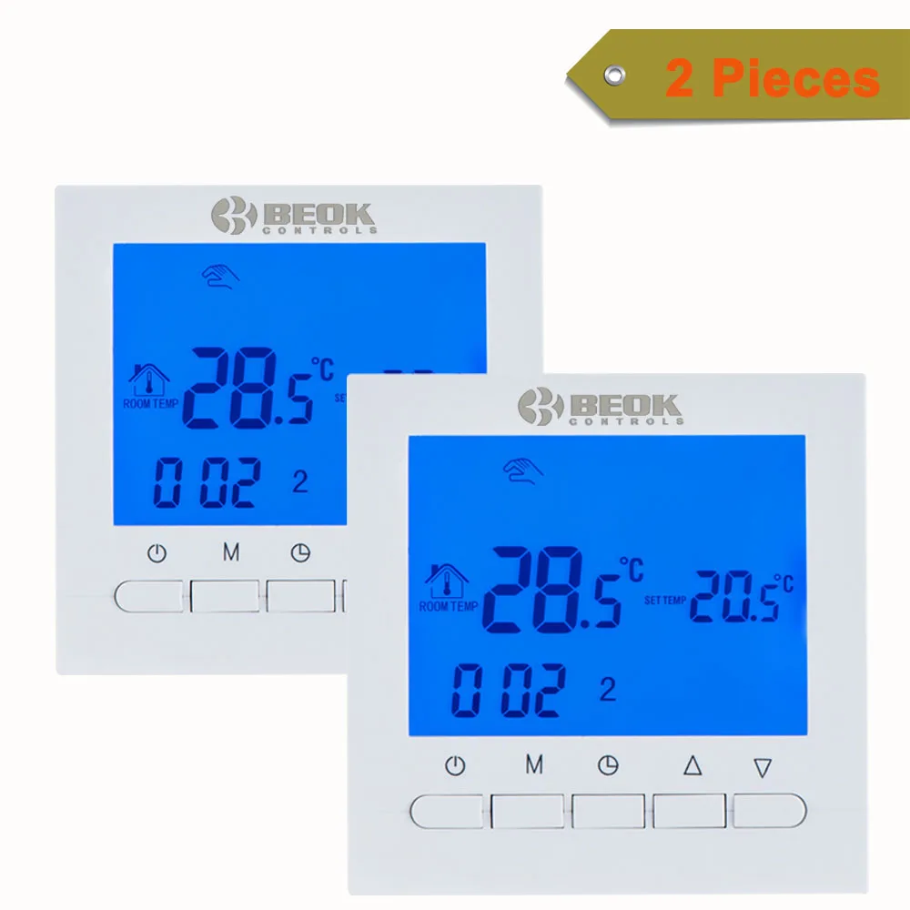 2 шт. программируемый газовый котел термостат 220 В Электрический терморегулятор ЖК-экран регулятор температуры BOT-313W Beok - Цвет: Blue