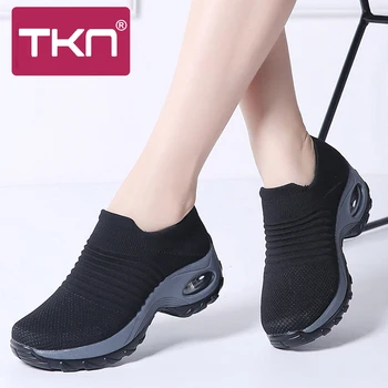 

2019 Autumn Women Sneakers Tenis Feminino Creepers Mesh Slip on Sock Flats Platform Shoes Ladies Flat Sneakers for Woman 1839