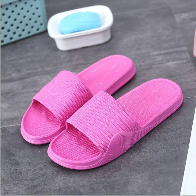 Summer New Pure Color Lovers Household Slippers Anti-slip Waterproof Slide Bathing Bathroom Men's And Women's Lovers Shower Slippers (8)